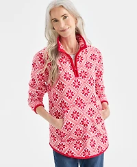 Style & Co Women's Printed Polar Fleece Quarter-zip Sweatshirt, Macy's Exclusive