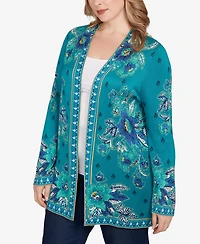 Ruby Rd. Plus Floral Open Front Cardigan Sweater