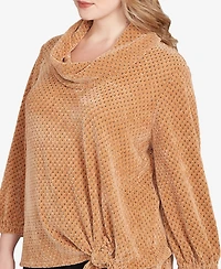Ruby Rd. Plus Honeycomb Chenille Cowl Neck Top
