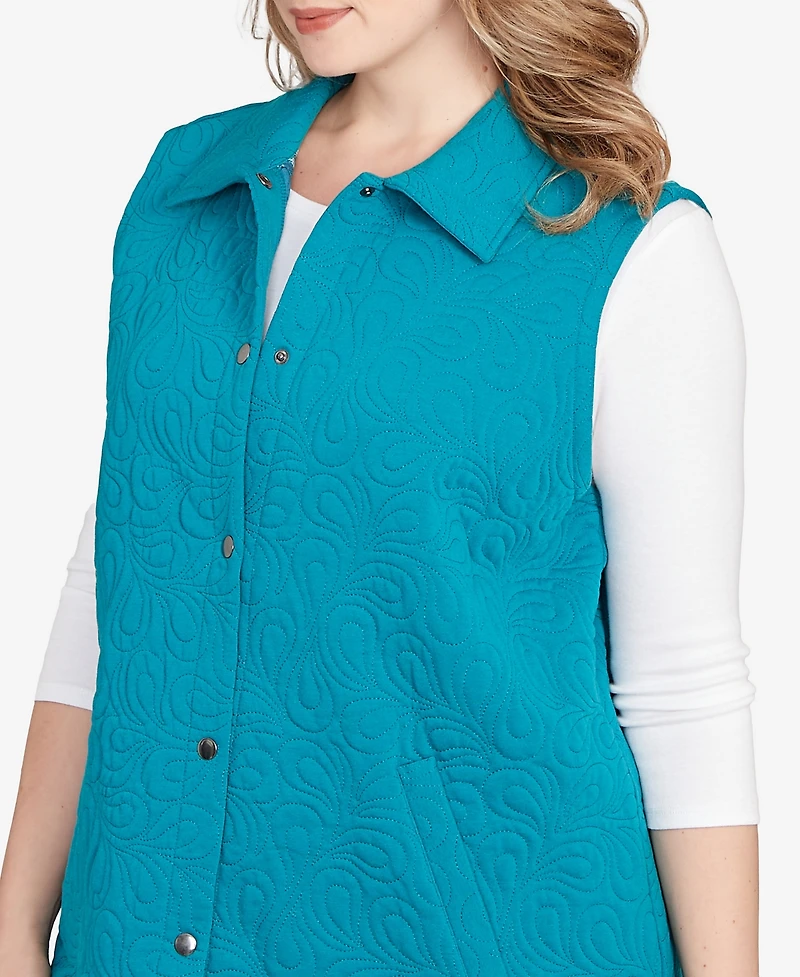 Ruby Rd. Plus Size Quilted Terry Inner Beauty Vest Jacket