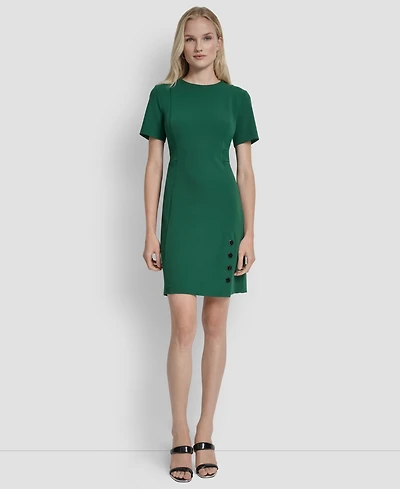 Dkny Petite Short Sleeve Jewel Neck Sheath Dress
