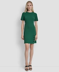 Dkny Petite Short Sleeve Jewel Neck Sheath Dress