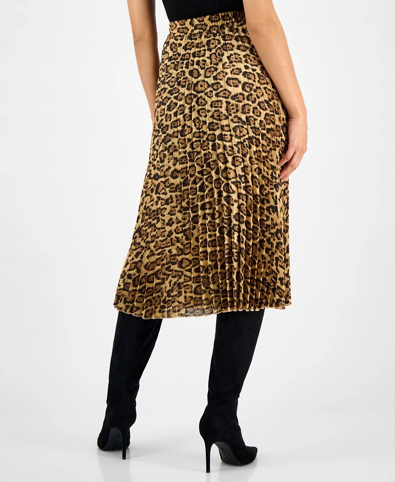 T Tahari Women's Pleated Printed Midi Skirt