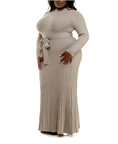 Taylor Plus Pleated Bodycon Sweater Dress