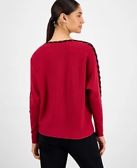 T Tahari Women's Ribbed Dolman-Sleeve Sweater