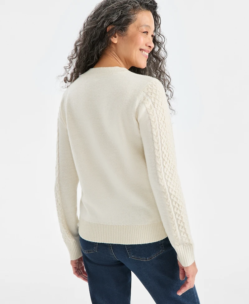 Style & Co Women's Crewneck Shine Cable-Knit Sweater, Macy's Exclusive