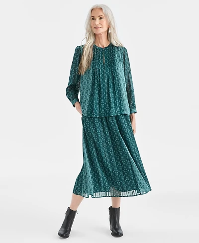 Style & Co Women's Printed Shine Pull-On Skirt, Macy's Exclusive