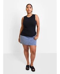 Rebdolls Essential Ribbed High Neck Tank Top - Black