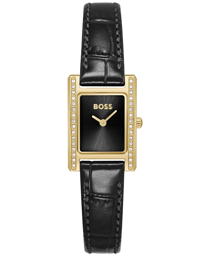 Hugo Boss Women's Lucy Precious Quartz Basic Mini Black Leather Watch, 18.50mm