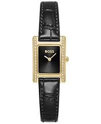 Hugo Boss Women's Lucy Precious Quartz Basic Mini Black Leather Watch, 18.50mm