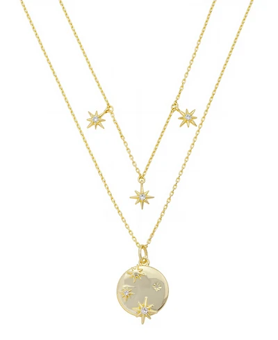 Unwritten Cubic Zirconia Celestial Pendant Layered Necklace Set