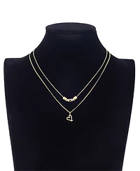 Unwritten Cubic Zirconia Mom and Heart Pendant Layered Necklace Set