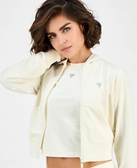 Guess Women's Couture Cropped Velour Hoodie