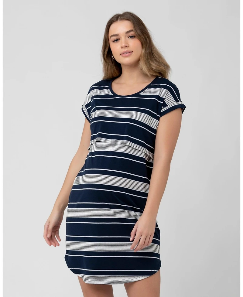 Ripe Maternity Stevie Nursing Nightie Navy, White, and Black for Comfortable Wear