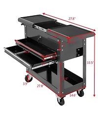 Rolling Mechanics Tool Cart Slide Top Utility Storage Cabinet Organizer 2 Drawer
