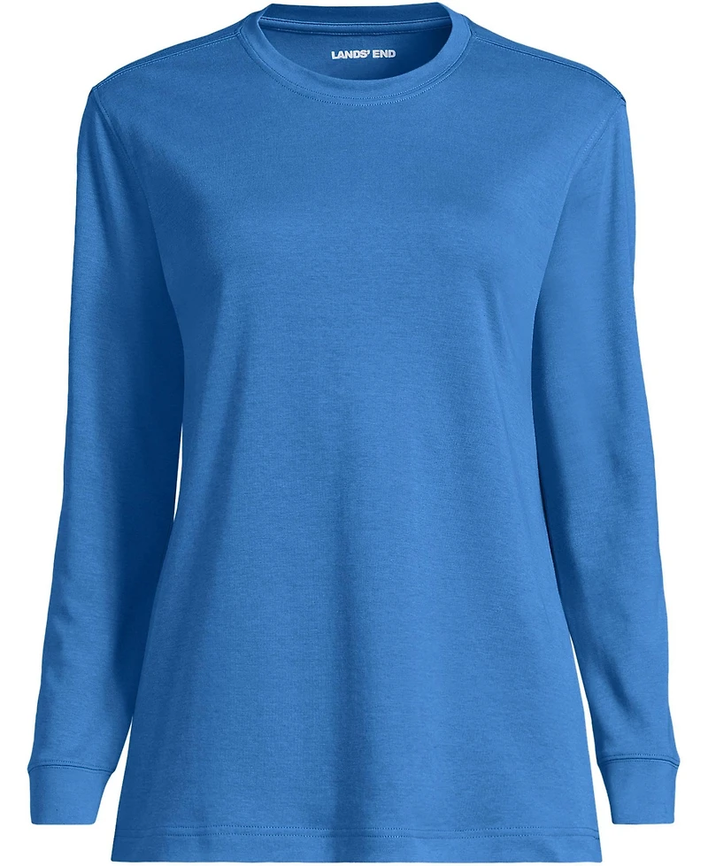 Lands' End Women's Cotton Relaxed Long Sleeve Crew Neck