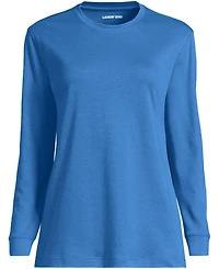 Lands' End Women's Cotton Relaxed Long Sleeve Crew Neck