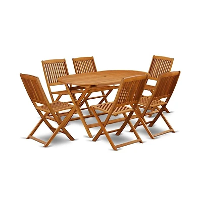 East West Furniture Wooden Patio Set Natural Oil