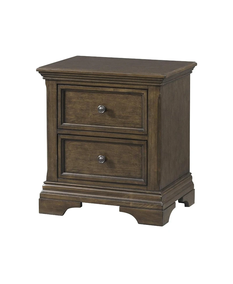 Westwood Design Olivia 2-Drawer Traditional Wood Nightstand in Rosewood Brown