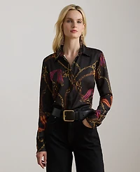 Lauren Ralph Petite Belting Print Shirt