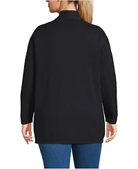 Lands' End Plus Cotton Half Milano Open Cardigan Sweater