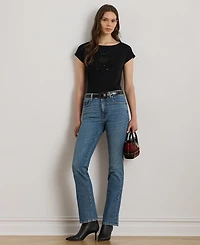 Lauren Ralph Lauren Petite Sequin Crest Jersey T-Shirt