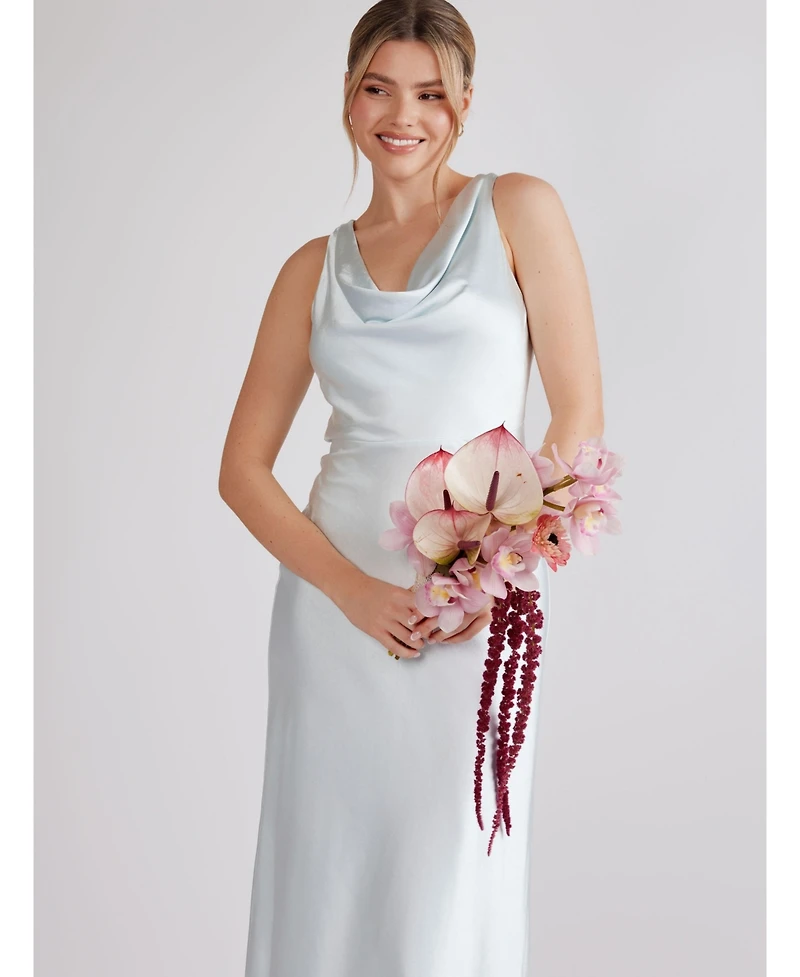 Six Stories Cowl Front Satin Bridesmaid Dress
