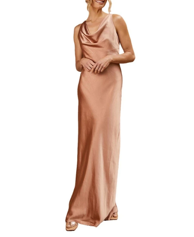 Six Stories Cowl Front Satin Bridesmaid Dress