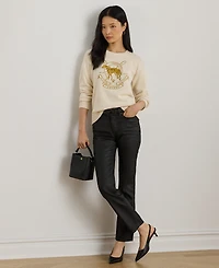 Lauren Ralph Petite Embroidered Crewneck Sweater