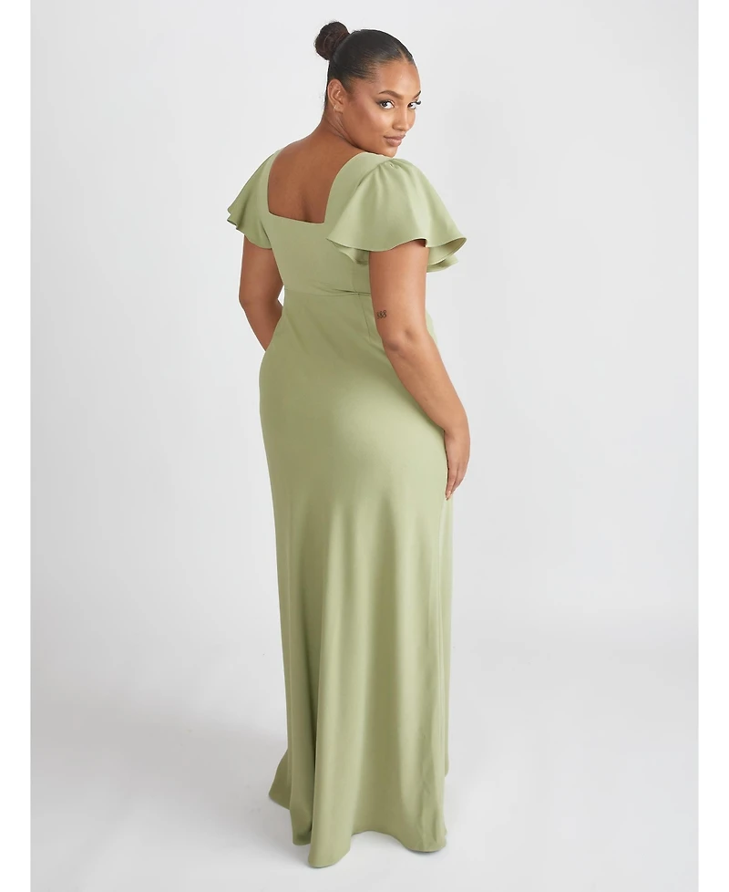 Six Stories Women's Square Neck Crepe Bridesmaid Dress