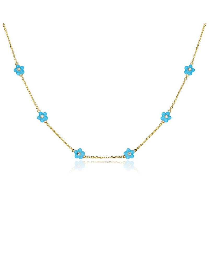 Anna Zuckerman Petit Daisy Sky Blue Necklace
