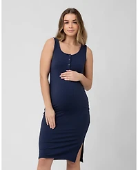 Ripe Maternity Penny Button Down Rib Dress in Navy - Perfect for Nursing and Maternity Wear