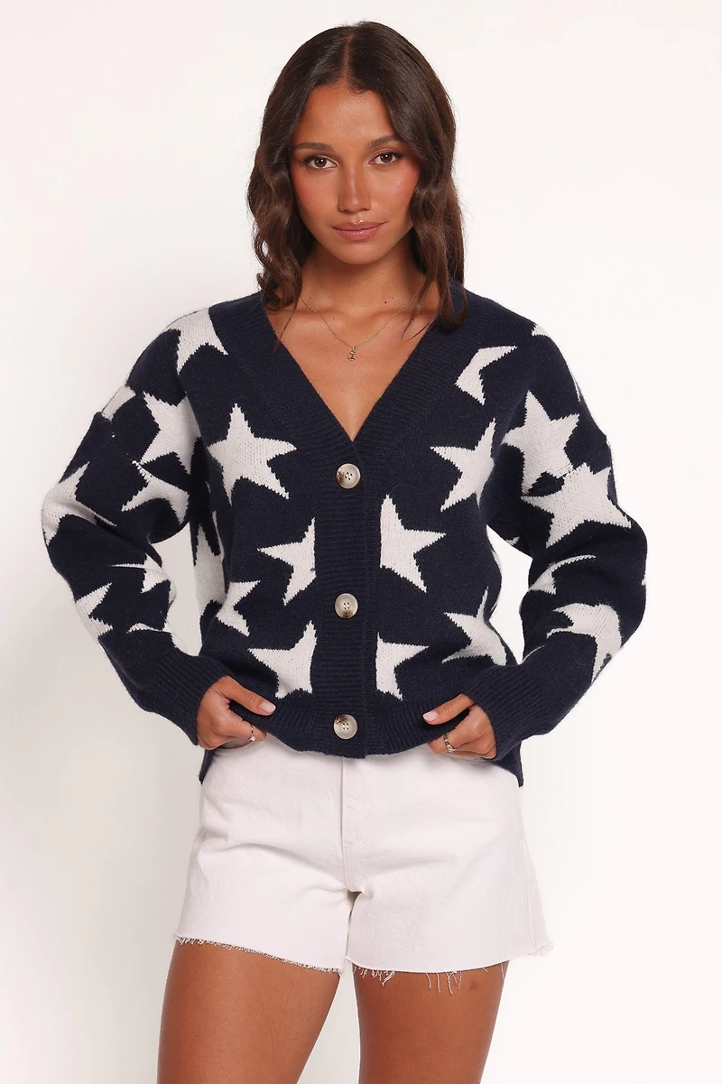 Petal and Pup Women's Sailor Star Knit Cardigan - Navy