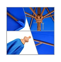 Astella 9-Foot Wood-Grained Steel Market Patio Umbrella