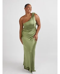 Six Stories Women's Bow One Shoulder Satin Bridesmaid Dress