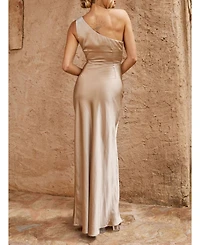 Six Stories Women's One Shoulder Satin Bridesmaid Dress