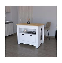 We Have Furniture Kitchen Island Geneva, Kitchen, White / Macadamia