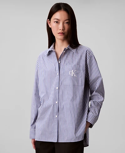 Calvin Klein Jeans Women's Poplin Relaxed Button Down Shirt