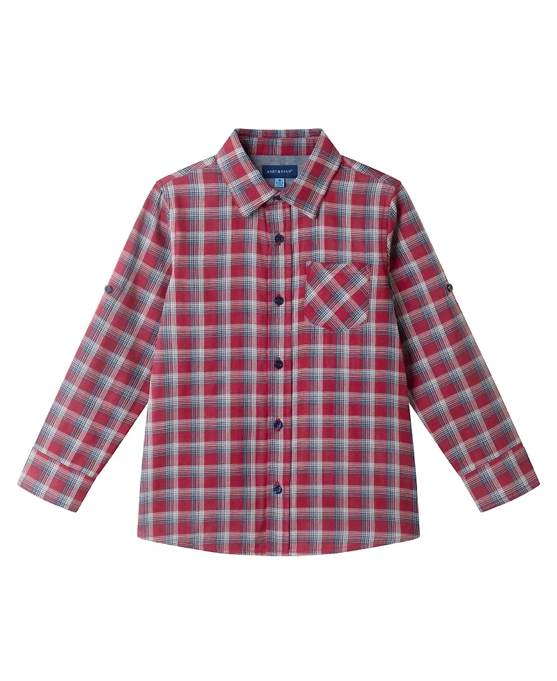 Andy & Evan Toddler/Child Boys Red Plaid Two Faced Buttondown