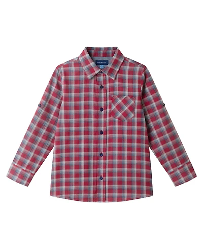 Andy & Evan Toddler/Child Boys Red Plaid Two Faced Buttondown