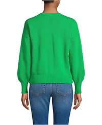 Lands' End Women's Cotton Drifter Novelty Jacquard Crew Neck Sweater