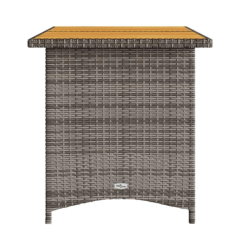 Garden Table Grey Pe rattan, powder-coated steel, solid acacia wood