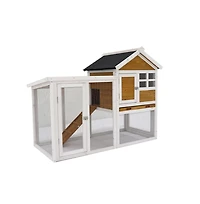 Aostirmotor Outdoor Yellow Wood Pet House with a Deeper Pull Out Tray for Small Animals