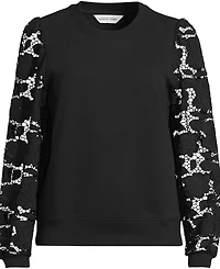 Lands' End Women's Serious Sweats Lace Sleeve Sweatshirt