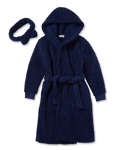 Lands' End Kids High Pile Plush Hooded Robe and Headband
