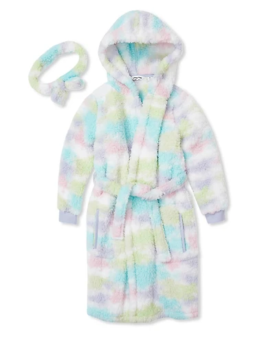 Lands' End Kids High Pile Plush Hooded Robe and Headband