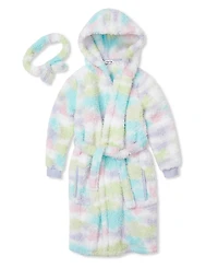 Lands' End Kids High Pile Plush Hooded Robe and Headband