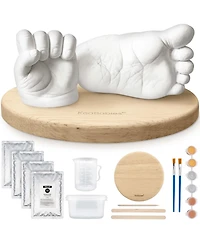 KeaBabies Reve Baby Casting Kit Hands and Feet Mold, 3D Hand 0-9 Months with Wood Base, Bpa-Free Keepsake