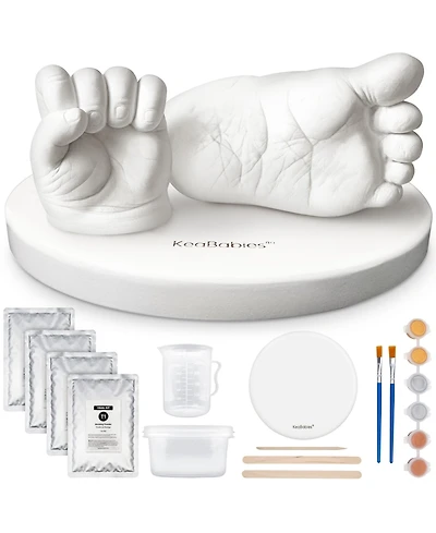 KeaBabies Reve Baby Casting Kit Hands and Feet Mold, 3D Hand 0-9 Months with Wood Base, Bpa-Free Keepsake