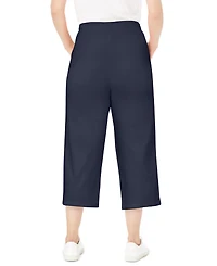 Woman Within Plus Side-Stripe Cotton French Terry Capri